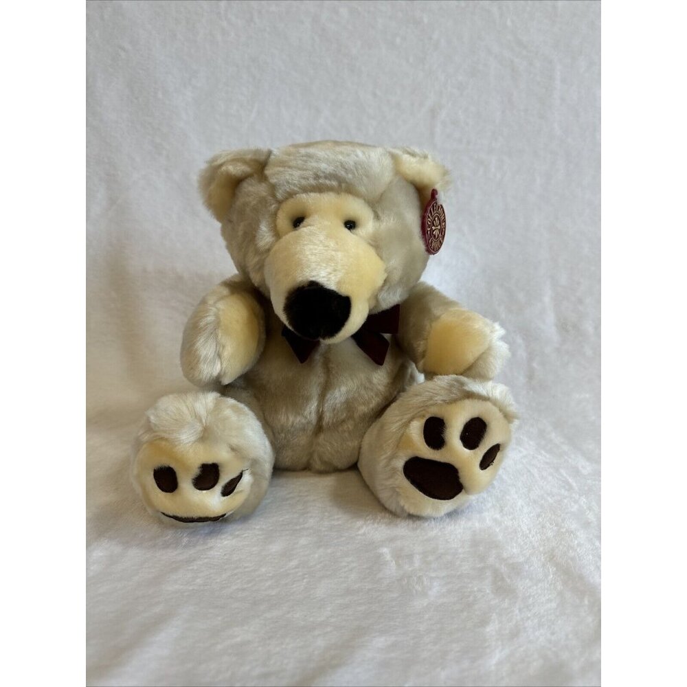 Dan Dee Collectors Choice Bear Plush Stuffed Animal Tan Brown Maroon Bow Sitting